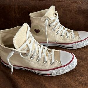 Chuck Taylor Converse All Star sneakers with heart size 6.5 ladies cream color